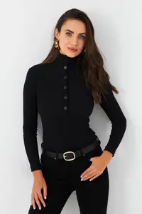 Cool & Sexy Women Black snaps Camisole Blouse - Image 3