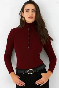 Cool & Sexy Women Burgundy snaps Camisole Blouse