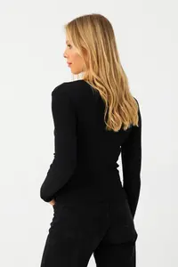 Cool & Sexy Women's Black Front Drawstrable Double Breasted Camisole Blouse - Image 7