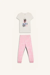 DeFacto 100% Cotton Teddy Bear Printed Pajama Set Girls - Image 8