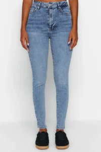 TRENDYOLMİLLA Light Blue Shaping Effect High Waist Flexible skinny jeans - Image 4