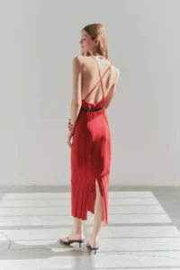 TRENDYOLMİLLA Rejection Maxi Low-cut back Belt Detailed Dress - Image 3