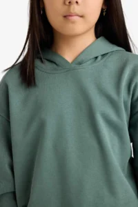 DeFacto Girl's Relax Fit Hooded Basic Plain Sweatshirt - Image 5
