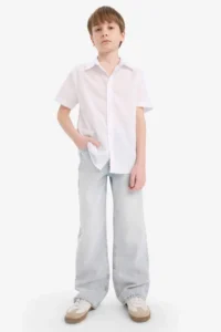 DeFacto Polo Collar Cotton Short Sleeve School Shirt for Boys - Image 2