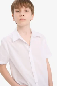 DeFacto Polo Collar Cotton Short Sleeve School Shirt for Boys - Image 4