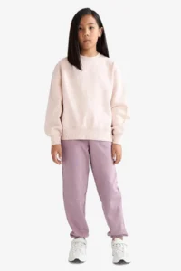 DeFacto Elastic Waist Jogger Dusty Rose Girls' Sweatpants F0389A8/BR347