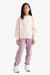 DeFacto Elastic Waist Jogger Dusty Rose Girls' Sweatpants F0389A8/BR347 - Image 4