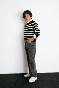 DeFacto Wide Leg Straight Leg Black Boy Jean Trousers F0453A8/NM40