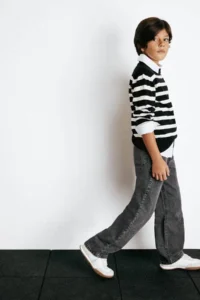 DeFacto Wide Leg Straight Leg Black Boy Jean Trousers F0453A8/NM40 - Image 2