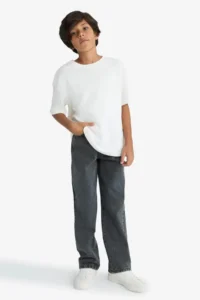 DeFacto Wide Leg Straight Leg Black Boy Jean Trousers F0453A8/NM40 - Image 3