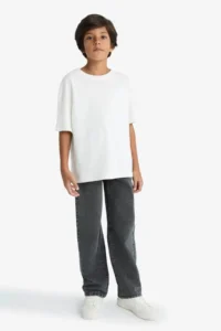 DeFacto Wide Leg Straight Leg Black Boy Jean Trousers F0453A8/NM40 - Image 4