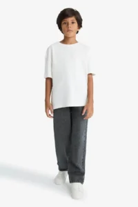 DeFacto Wide Leg Straight Leg Black Boy Jean Trousers F0453A8/NM40 - Image 5