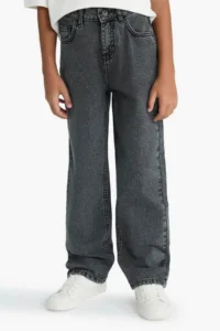 DeFacto Wide Leg Straight Leg Black Boy Jean Trousers F0453A8/NM40 - Image 6