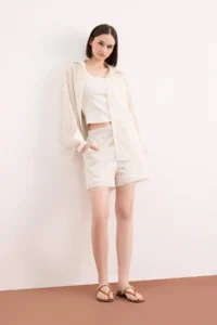 DeFacto Afra x High Waist Pocket Straight Leg Striped Shorts