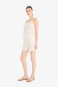 DeFacto Afra x High Waist Pocket Straight Leg Striped Shorts - Image 4