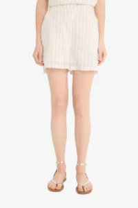 DeFacto Afra x High Waist Pocket Straight Leg Striped Shorts - Image 6