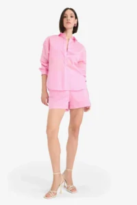 DeFacto Afra x High Waist Pocket Straight Leg Striped Shorts - Image 4