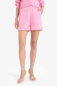 DeFacto Afra x High Waist Pocket Straight Leg Striped Shorts - Image 6