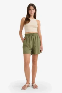 DeFacto High Elastic Waist Plain Hem Shorts
