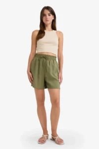 DeFacto High Elastic Waist Plain Hem Shorts - Image 3