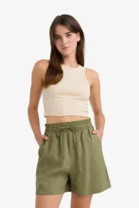 DeFacto High Elastic Waist Plain Hem Shorts - Image 5