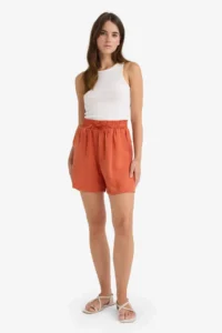 DeFacto High Elastic Waist Plain Hem Shorts