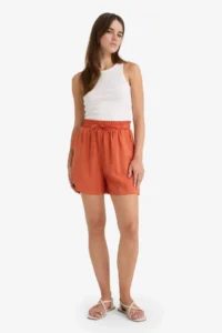 DeFacto High Elastic Waist Plain Hem Shorts - Image 3