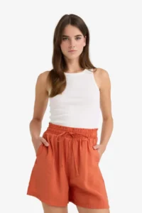DeFacto High Elastic Waist Plain Hem Shorts - Image 4