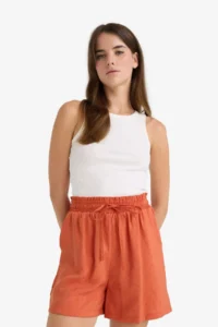 DeFacto High Elastic Waist Plain Hem Shorts - Image 5