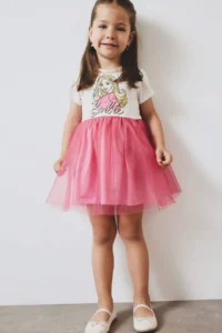 DeFacto Barbie Short Sleeve Summer Tulle Dress for Baby Girl