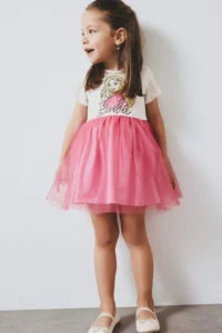 DeFacto Barbie Short Sleeve Summer Tulle Dress for Baby Girl - Image 2