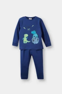 DeFacto 100% Cotton Dinosaur Printed Elastic Waist Pajama Set for Baby Boy - Image 3
