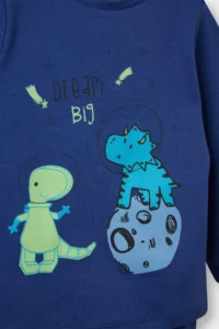 DeFacto 100% Cotton Dinosaur Printed Elastic Waist Pajama Set for Baby Boy - Image 5