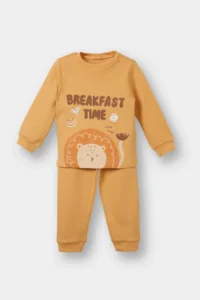 DeFacto Baby Boy Pajama Set Lion Printed Long Sleeve Top Long Bottom