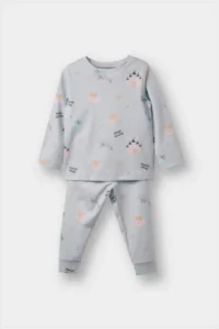DeFacto 100% Cotton Patterned Elastic Waist Pajama Set for Baby Girl 25AU