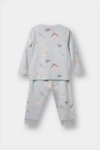 DeFacto 100% Cotton Patterned Elastic Waist Pajama Set for Baby Girl 25AU - Image 4