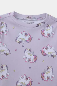 DeFacto Baby Girl Pajama Set Unicorn Printed Long Sleeve Top Long Bottom (25 AU) - Image 3