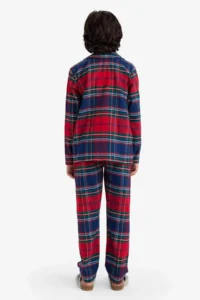 DeFacto 100% Cotton Patterned Flannel Elastic Waist Pajama Set for Boy - Image 6