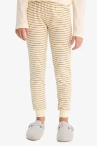 DeFacto Girl's Pajama Set Printed Long Sleeve Top Striped Long Bottom - Image 6
