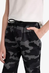 DeFacto Camouflage Patterned Gabardine Gray Boys' Trousers F1175A8/GR164 - Image 6