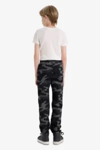 DeFacto Camouflage Patterned Gabardine Gray Boys' Trousers F1175A8/GR164 - Image 7