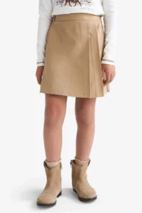 DeFacto School Pleated Waist Elastic Gabardine Beige Girls Skirt F1418A8/BG219 - Image 7