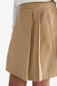 DeFacto School Pleated Waist Elastic Gabardine Beige Girls Skirt F1418A8/BG219 - Image 8