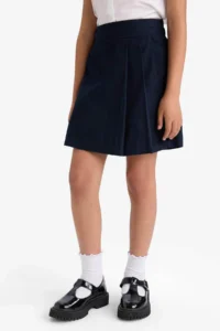 DeFacto School Pleated Waist Elastic Gabardine Shorts Skirt Girl Child - Image 3