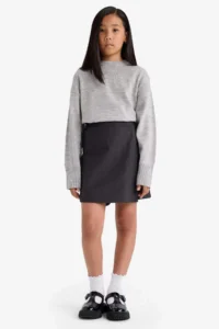 DeFacto School Girl Elastic Waist Gabardine Shorts Skirt - Image 2