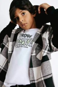 DeFacto Oversize Wide Fit Hooded Plaid Patterned Flannel Long Sleeve Shirt Boy - Image 4