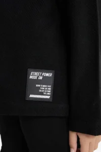DeFacto Oversize Stand Collar Long Sleeve Zipper Shirt Black Boy Jacket F1473A8/BK81 - Image 5