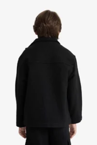 DeFacto Oversize Stand Collar Long Sleeve Zipper Shirt Black Boy Jacket F1473A8/BK81 - Image 6
