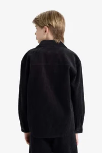 DeFacto Oversize Polo Neck Velvet Long Sleeve Shirt Boy - Image 6
