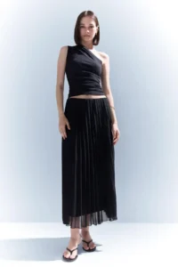 DeFacto A-Line Pleated Short Sleeve Chiffon Midi Skirt